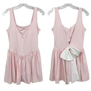 Light Pink & White Bow Athletic Dress Basque Waist Open Back - Size XL